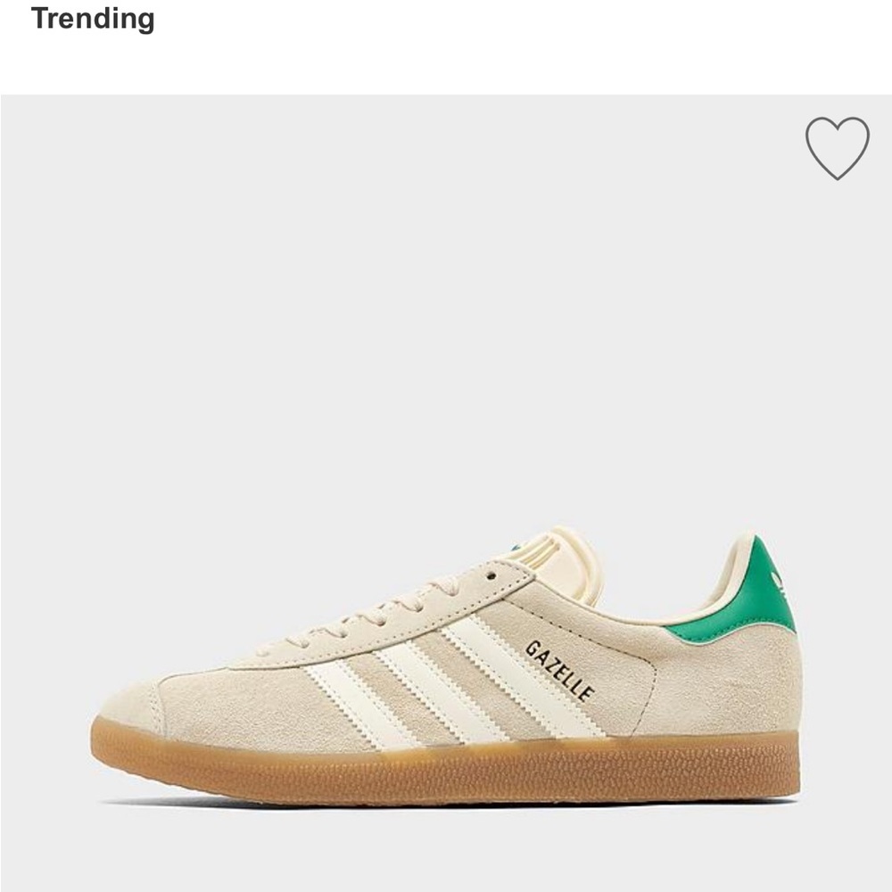 Adidas Gazelle- women’s cream suede and green. Never worn- new with box and tags